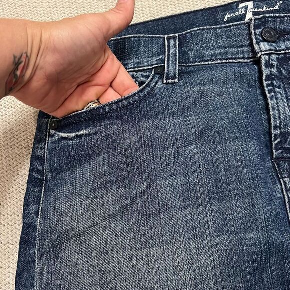 7 For All Man Kind Denim Jean Mini Skirt Sunburst Crystal Embellished Pockets 29 - Picture 6 of 12